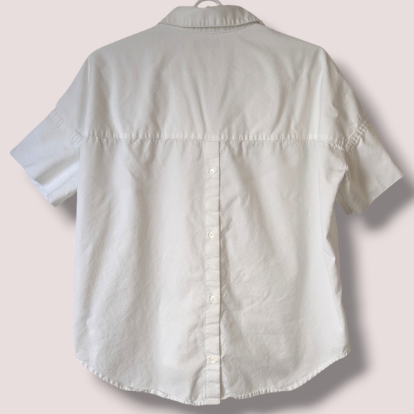 Madewell White Courier Button-Back Modal Blend Boxy Shirt Preppy Essential - Picture 2 of 11